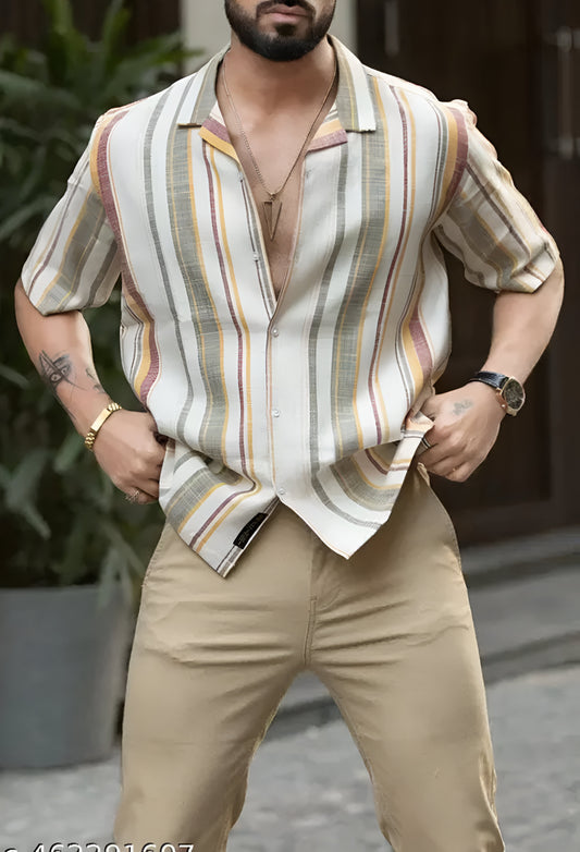 Men's Stylish Printed Striped Shirt